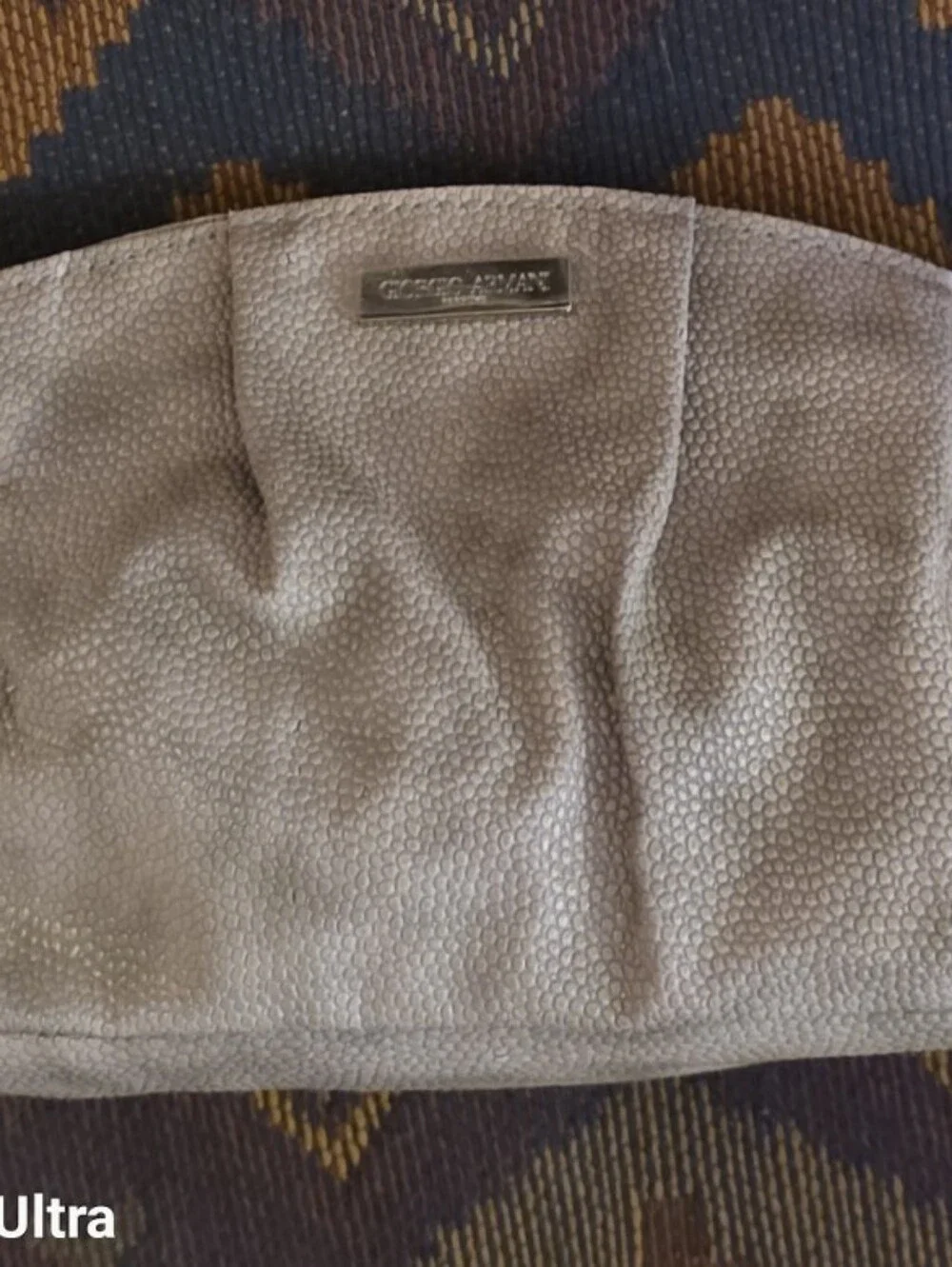 Giorgio Armani Parfums Vegan Taupe Leather Pouch Like New